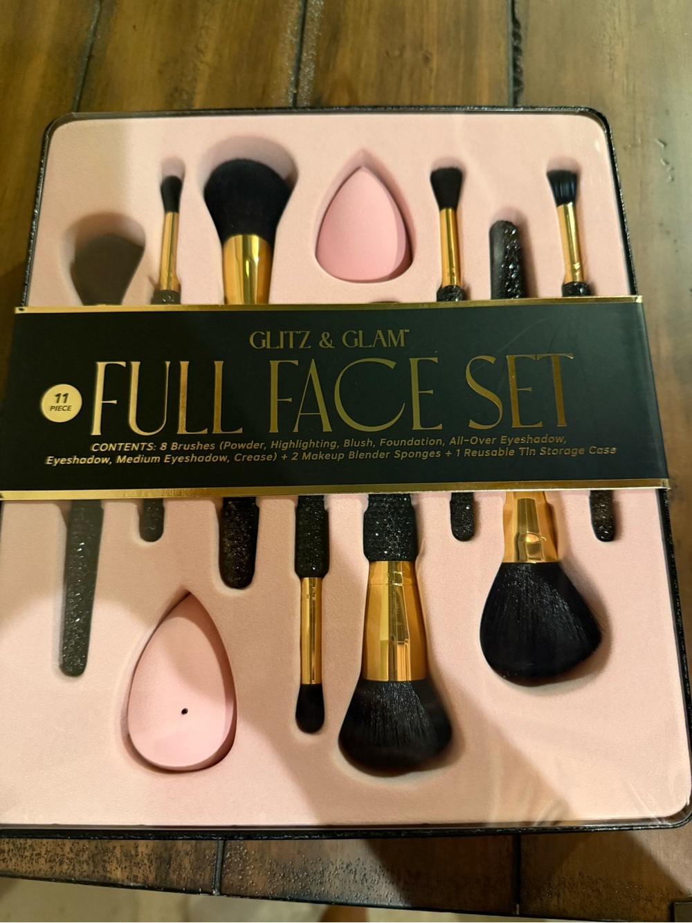 Glitz & Glam Full Face Makeup Brush and Sponge Set - Pink